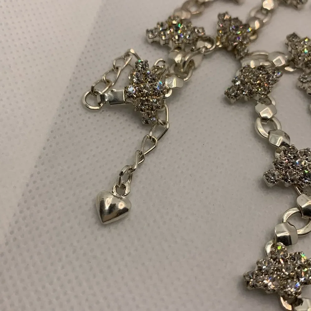 Long Rhinestone Station Necklace‎